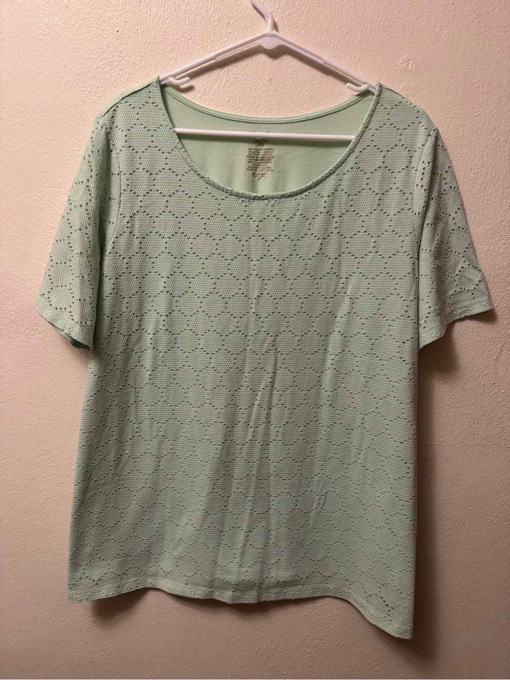 White Stag Mint Green Eyelet Short Sleeve Tee Shirt Plus Size XXL 20